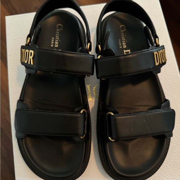 Dior Women Black Sandals with Gold Accents - Picture 5 of 9